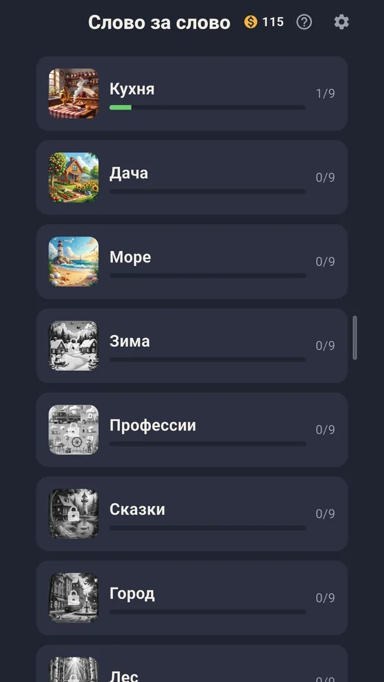Список книг с темами: Кухня, Дача, Море, Зима и другие